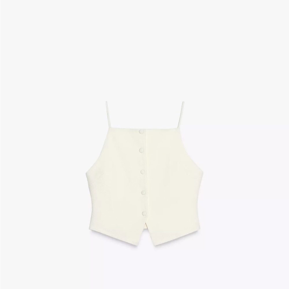 Cream Button-Up Sleeveless Top